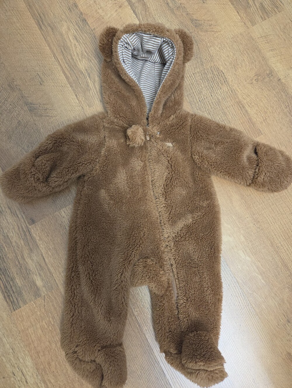 Carter's Sherpa Hooded Bear Ear Jumpsuit Fuzzy Brown